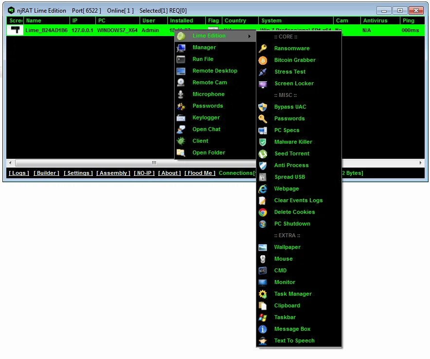 njRAT v0.8.0 LIME EDITION