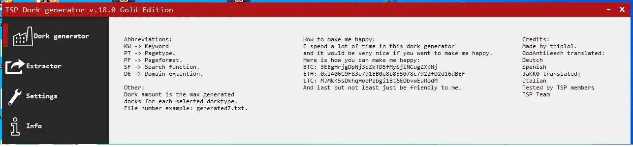 TSP Dork Generator v.18 Gold Edition